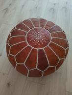 Poef echt leer cognac, Ophalen, Rond, 100 tot 125 cm, Leer