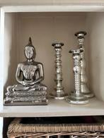 Zilveren buddha set, Ophalen of Verzenden, 25 tot 50 cm