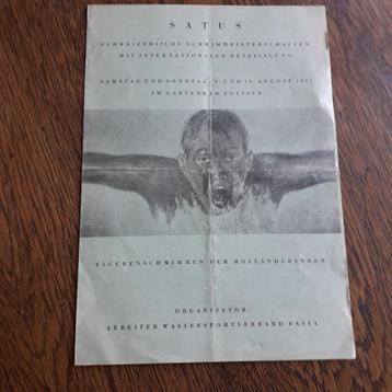ZWEMMEN Programmaboekje Zwemwedstrijden Basel 1947