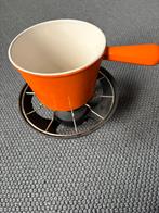 Le Creuset fondueset emaille oranje, Verzenden, Gebruikt, Brander, Fondueset