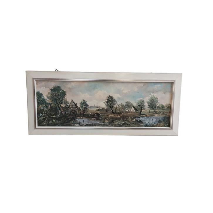 Vintage boerderij schilderij (gesigneerd), Antiek en Kunst, Kunst | Schilderijen | Klassiek, Ophalen