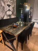 Eettafelset + Salontafel + 2 Stoelen, Huis en Inrichting, Tafels | Eettafels, Ophalen, Gebruikt, 100 tot 150 cm, Vier personen