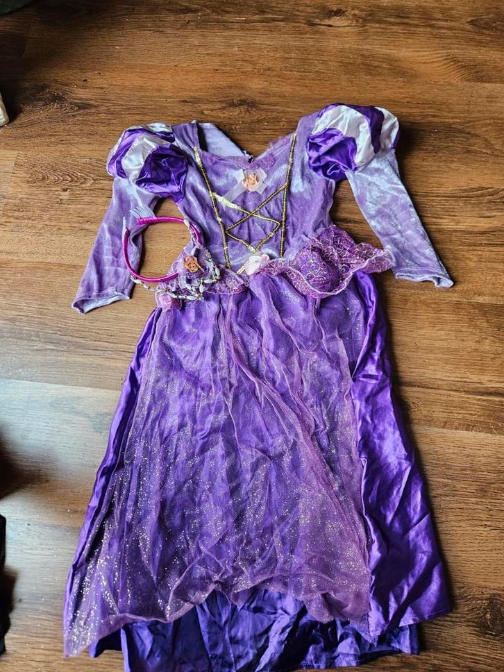Rapunzel Jurk met Diadeem - Maat 116/128, Kinderen en Baby's, Carnavalskleding en Verkleedspullen, Ophalen