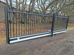 vrijdr. elek. schuifpoort 4,8 mtr doorgang,2 mtr hoog zwart, Tuin en Terras, Tuinhekken en Hekwerk, Ophalen, Gebruikt, IJzer, Tuinhek
