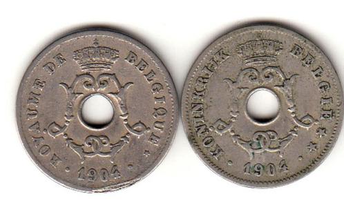 België Leopold II - 2x10 Centimes 1904 fr KM#52 en vl KM#53, Postzegels en Munten, Munten | België, Setje, Verzenden