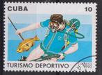 Cuba 1990 Speervissen snorkelen, Ophalen of Verzenden, Gestempeld, Dier of Natuur