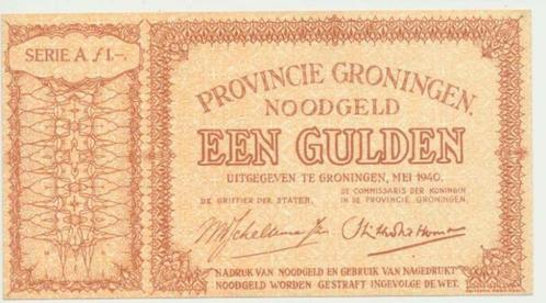 Groningen 1 Gulden 1940 Noodgeld, Postzegels en Munten, Bankbiljetten | Nederland, Los biljet, 1 gulden, Ophalen of Verzenden