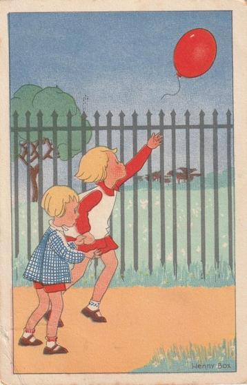 MEISJE BALLON TEKN HENNY BOX UIT 1937 MOOIE OUDE KH537 beschikbaar voor biedingen