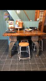 Industriële zeer zware en solide tafel, Huis en Inrichting, Tafels | Eettafels, 200 cm of meer, Zo goed als nieuw, Rechthoekig