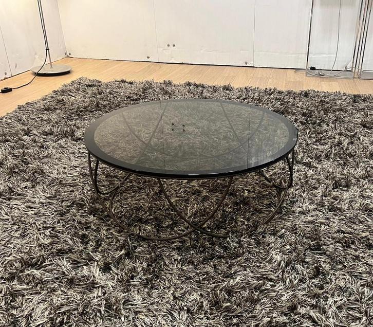 Rolf Benz 8870 Salontafel Zwart Ø80 – Parsolglas, Huis en Inrichting, Tafels | Salontafels, Gebruikt, Minder dan 50 cm, 50 tot 100 cm