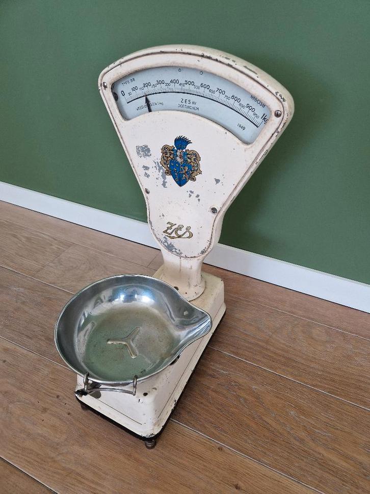 Winkelweegschaal antiek ZES Doetinchem 1949, Huis en Inrichting, Woonaccessoires | Overige, Gebruikt, Ophalen