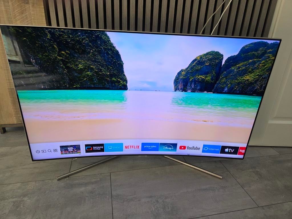 Samsung Qled 4K smart curved tv qe49q7c  49 inch, Ophalen, QLED, Zo goed als nieuw, 100 Hz