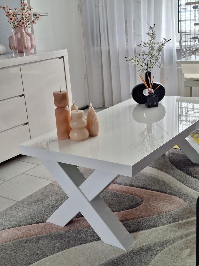 te koop mooie witte salon tafel hoogglans afm 120x60x45, Ophalen, Overige materialen, 100 tot 150 cm, 50 tot 100 cm