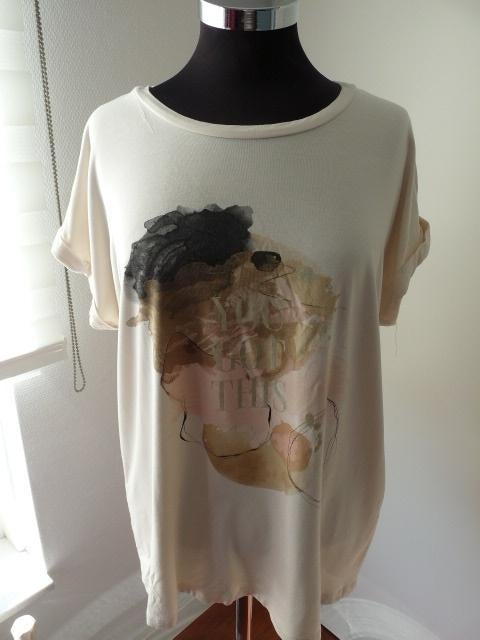  Roomwit  tshirt met opdruk  van Soyaconcept, mt L, Soyaconcept, Wit, Maat 42/44 (L), Ophalen of Verzenden