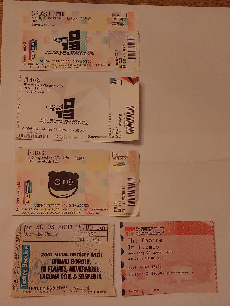 Oude In flames en Trivium concertkaartje 2008 2011 2014, Ophalen of Verzenden, Boek, Tijdschrift of Artikel