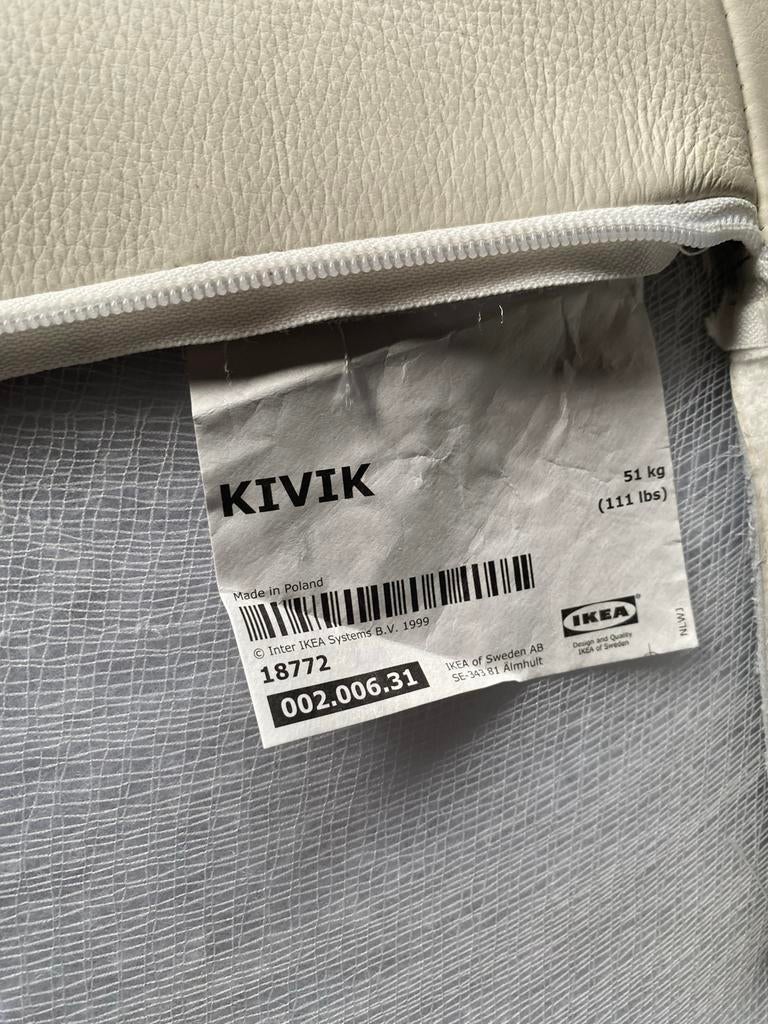 Ikea Kivik chaise longue, crèmekleurig leer, Huis en Inrichting, Banken | Sofa's en Chaises Longues, Gebruikt, Eenpersoons, Leer