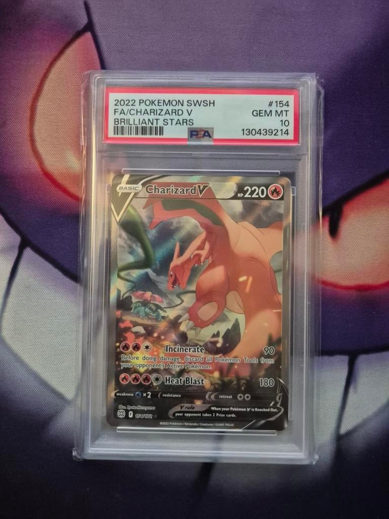 Charizard V 154 - PSA 10, Ophalen of Verzenden, Zo goed als nieuw, Losse kaart, Foil