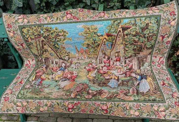 Gobelin wallhanging tapestry Dorpsfeest / Fete Champetre, Antiek en Kunst, Antiek | Kleden en Textiel, Ophalen of Verzenden