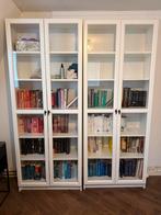 2x IKEA Billy Boekenkast met Oxberg glazen deuren, Ophalen, 100 tot 150 cm, 200 cm of meer, 25 tot 50 cm