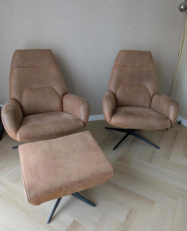 XOOON Relaxfauteuil met Voetensteun - Bruin, Huis en Inrichting, Fauteuils, Gebruikt, Stof, 75 tot 100 cm, 75 tot 100 cm, Ophalen of Verzenden