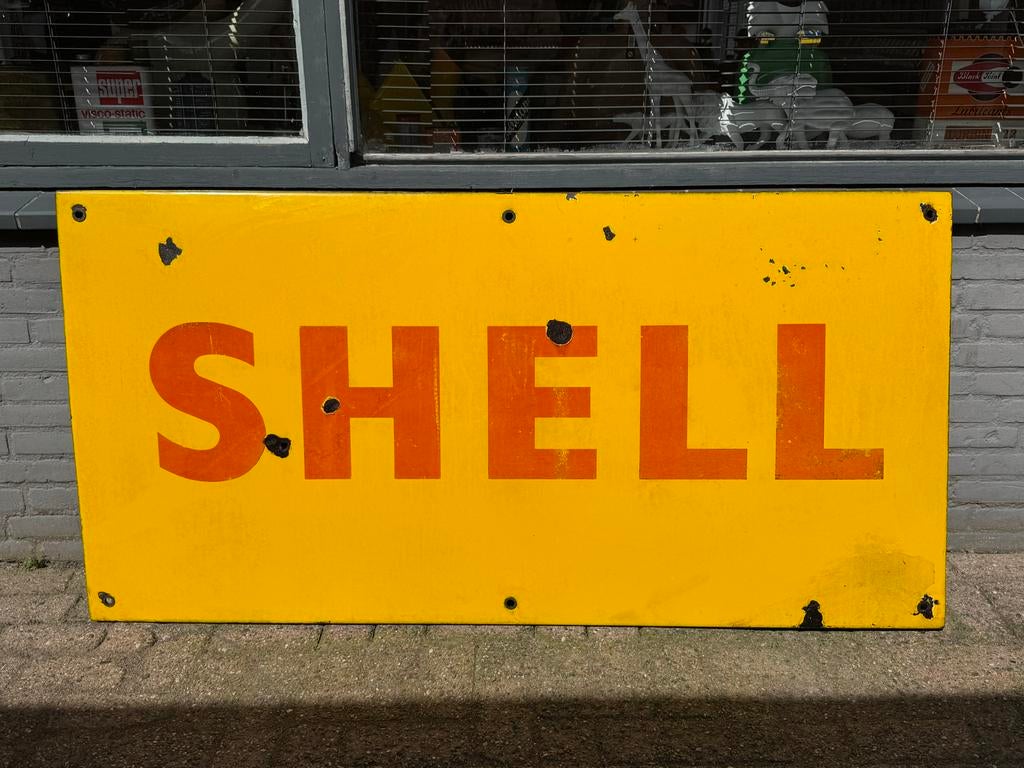 Groot Shell Emaille Reclamebord XL, Ophalen, Reclamebord, Gebruikt, .