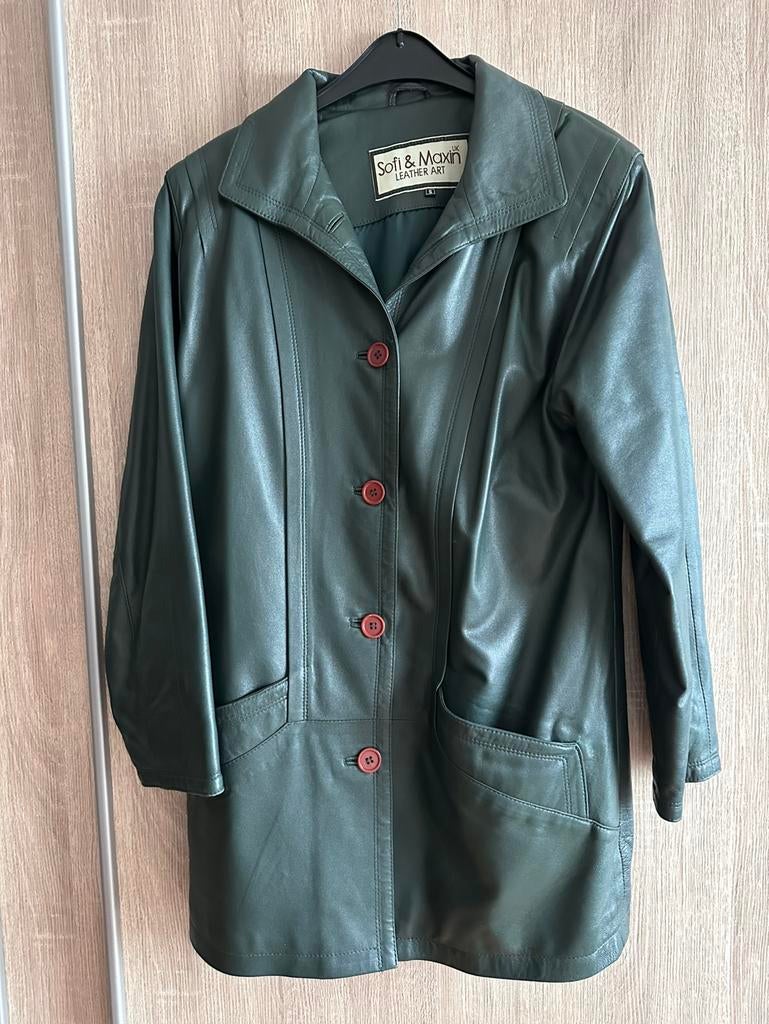 Echt leren jas, Ophalen of Verzenden, Zo goed als nieuw, Groen