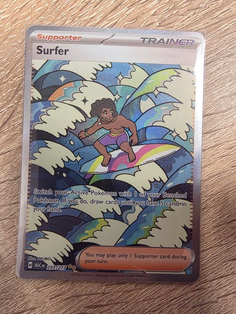 Surfer (ASC 293) - Ascended Heroes Pokémon Kaart, Hobby en Vrije tijd, Verzamelkaartspellen | Pokémon, Zo goed als nieuw, Losse kaart
