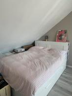 IKEA Brimnes bedframe met bedeinde 160x200 cm, Ophalen, Wit, Tweepersoons, Zo goed als nieuw