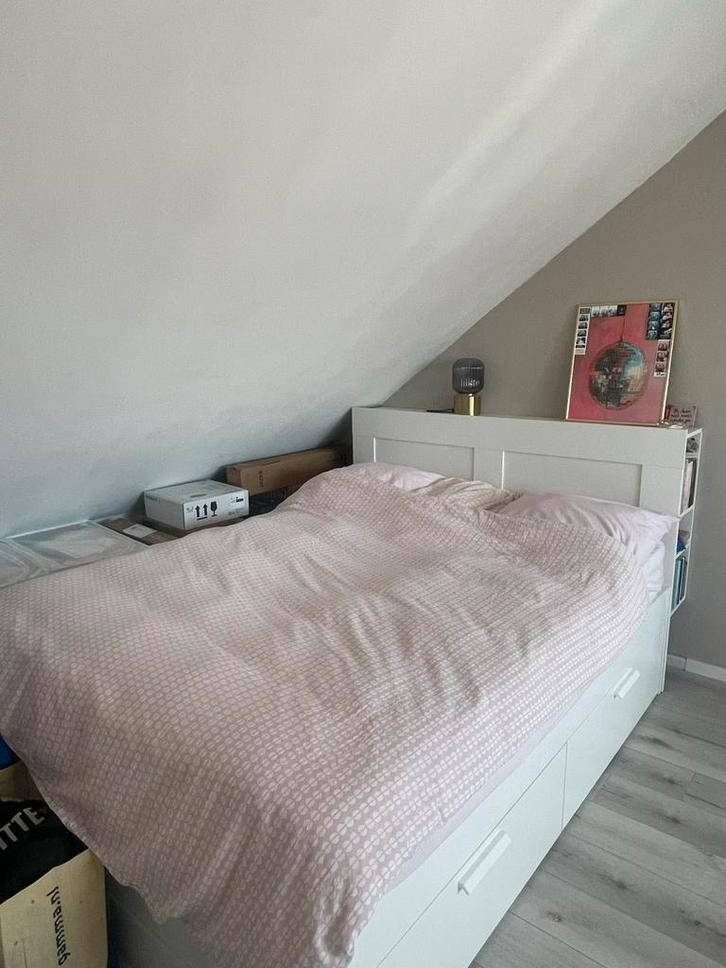 IKEA Brimnes bedframe met bedeinde 160x200 cm, Huis en Inrichting, Slaapkamer | Bedden, Zo goed als nieuw, Tweepersoons, 160 cm
