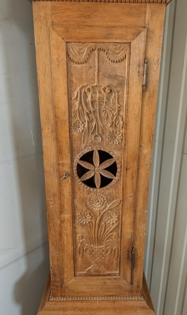 Antieke Friese Staartklok | Eikenhout | Handgesneden, Antiek en Kunst, Ophalen