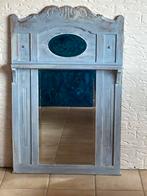 Unieke brocante Kuifspiegel/ Damspiegel, Annie Sloan blue, Ophalen, Rechthoekig, 50 tot 100 cm, 100 tot 150 cm