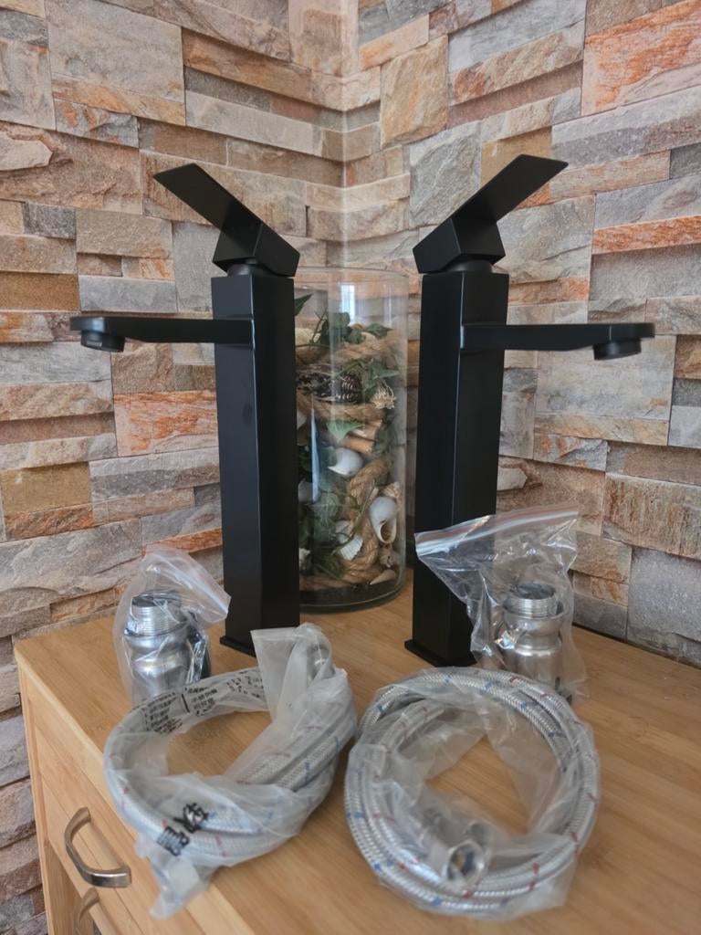 2x 40 Nieuwe Zwarte Wastafelkranen - SUS304 RVS 30cm Hoog, Doe-het-zelf en Verbouw, Sanitair, Ophalen of Verzenden, Nieuw, Rvs