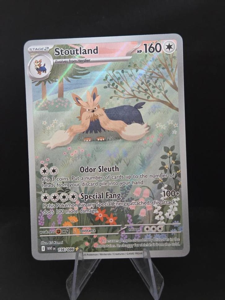 Stoutland # 156 White Flare, Hobby en Vrije tijd, Verzamelkaartspellen | Pokémon, Zo goed als nieuw, Ophalen of Verzenden