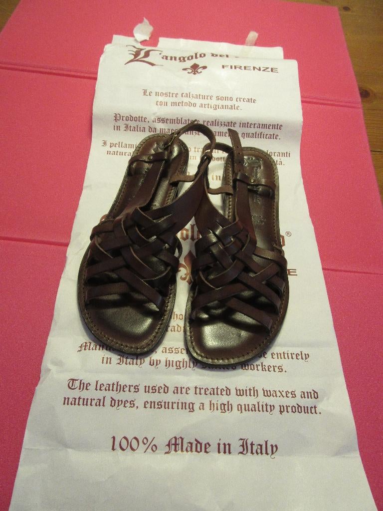 L' Angolo Del Cuoio Firenze sandalen maat 42 100% leer, Bruin, Nieuw, L' Angolo Del Cuoio, Sandalen of Muiltjes