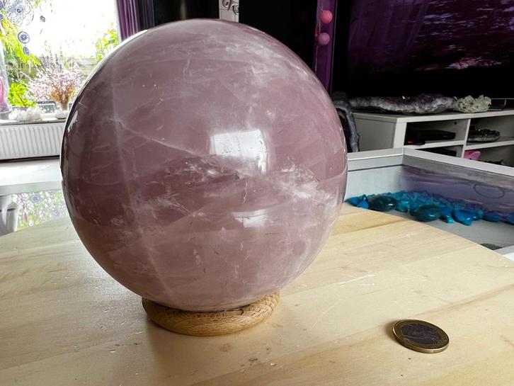 Rozenkwart bol (21) diameter 13 cm, 3332 gram, Verzamelen, Mineralen en Fossielen, Mineraal, Ophalen of Verzenden
