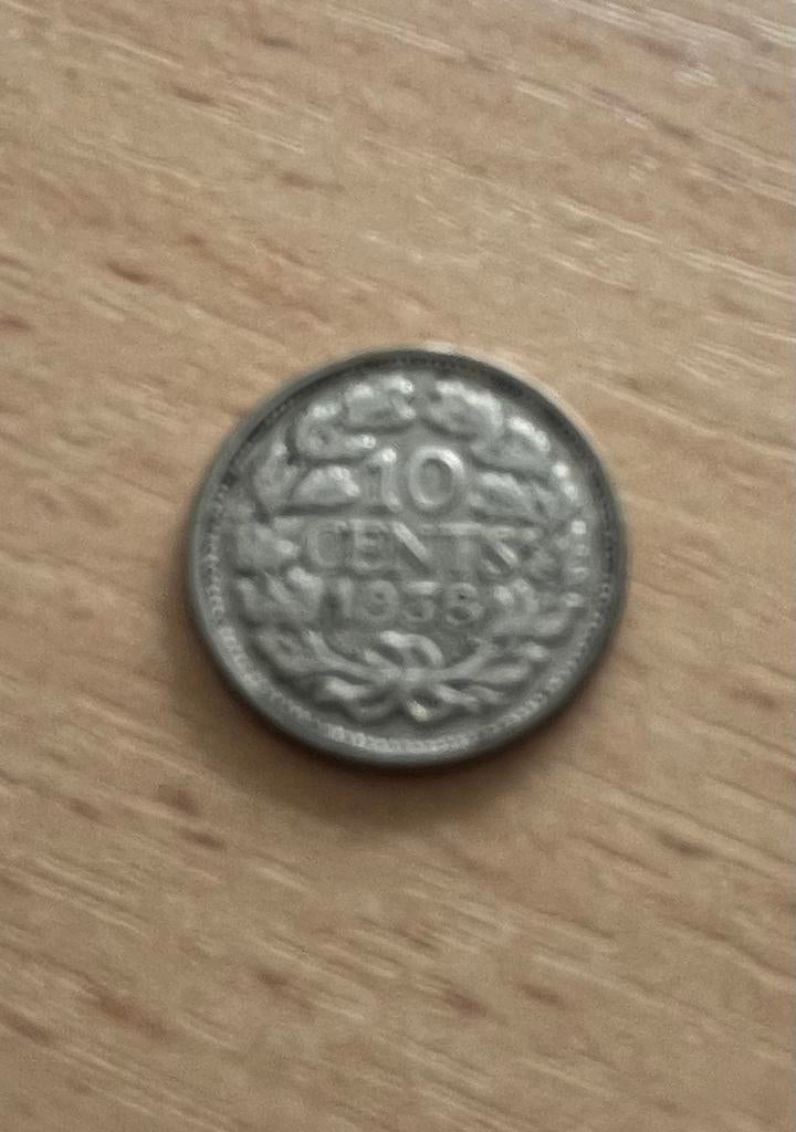 zilveren dubbeltje uit 1938 Wilhelmina, Postzegels en Munten, Munten | Nederland, Verzenden, Zilver, 10 cent, Koningin Wilhelmina