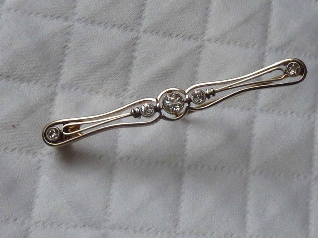 Antieke Jugendstil 14 kt. gouden broche, ca. 0,6 ct. diamant, Sieraden, Tassen en Uiterlijk, Antieke sieraden, Verzenden, Goud