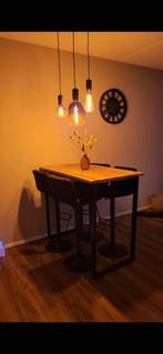 Hoge eettafel met 4 verstelbare stoelen, Ophalen, Gebruikt, In hoogte verstelbaar, 90 cm of meer