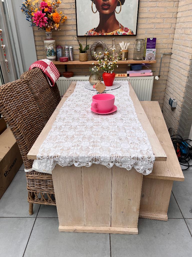 Mooie eethoek, Huis en Inrichting, Complete eetkamers, Gebruikt, 4 tot 6 stoelen, Ophalen