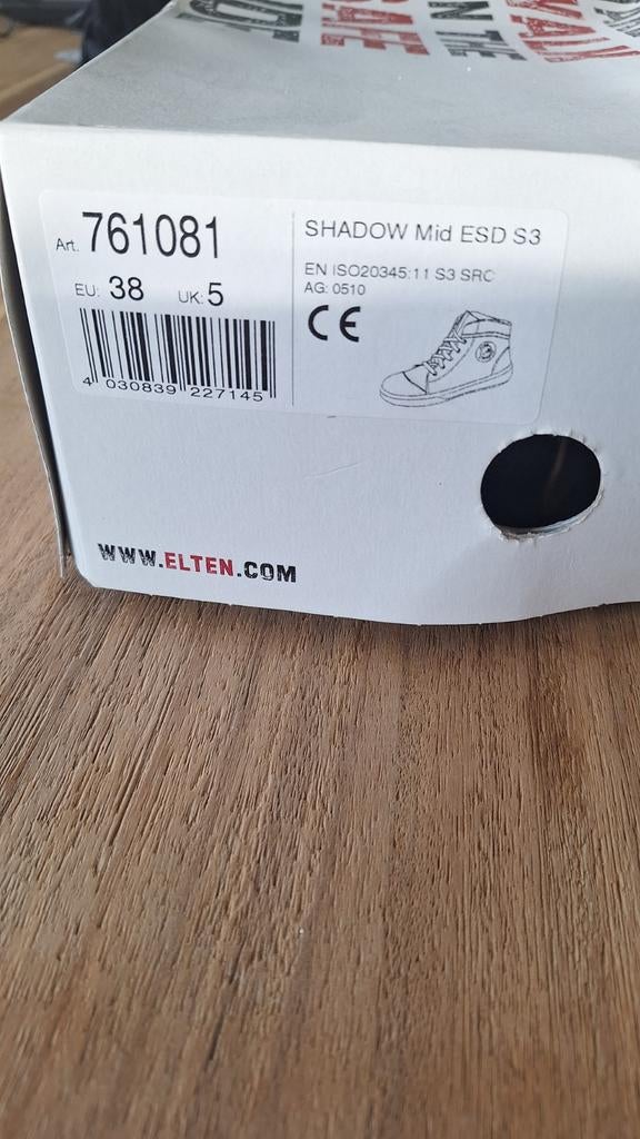 ELTEN SHADOW Mid ESD S3 veiligheidsschoenen, maat 38, Ophalen, Nieuw