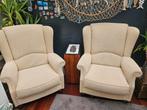 2x Fauteuils crème/licht beige ribstof, Huis en Inrichting, Fauteuils, Ophalen, Grootmoeders tijd, volledig gestoffeerd met ribstof