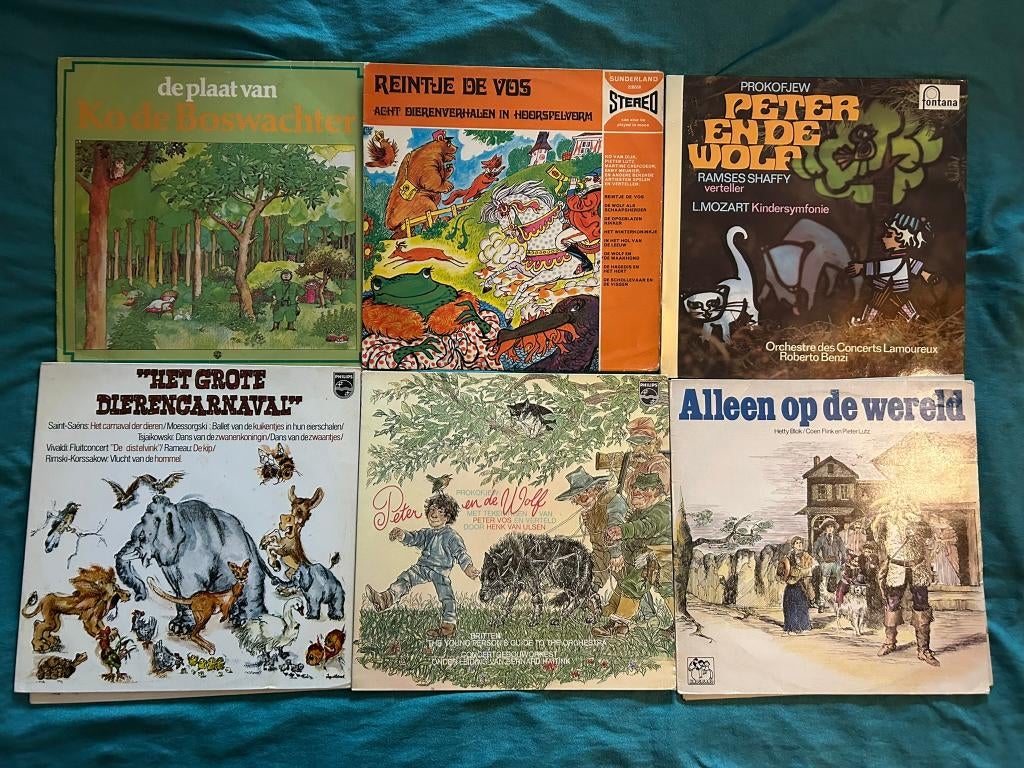 6 LP's Kinderverhalen over dieren (ook per stuk te koop), Cd's en Dvd's, Vinyl | Verzamelalbums, Gebruikt, Overige formaten, Kinderen en Jeugd