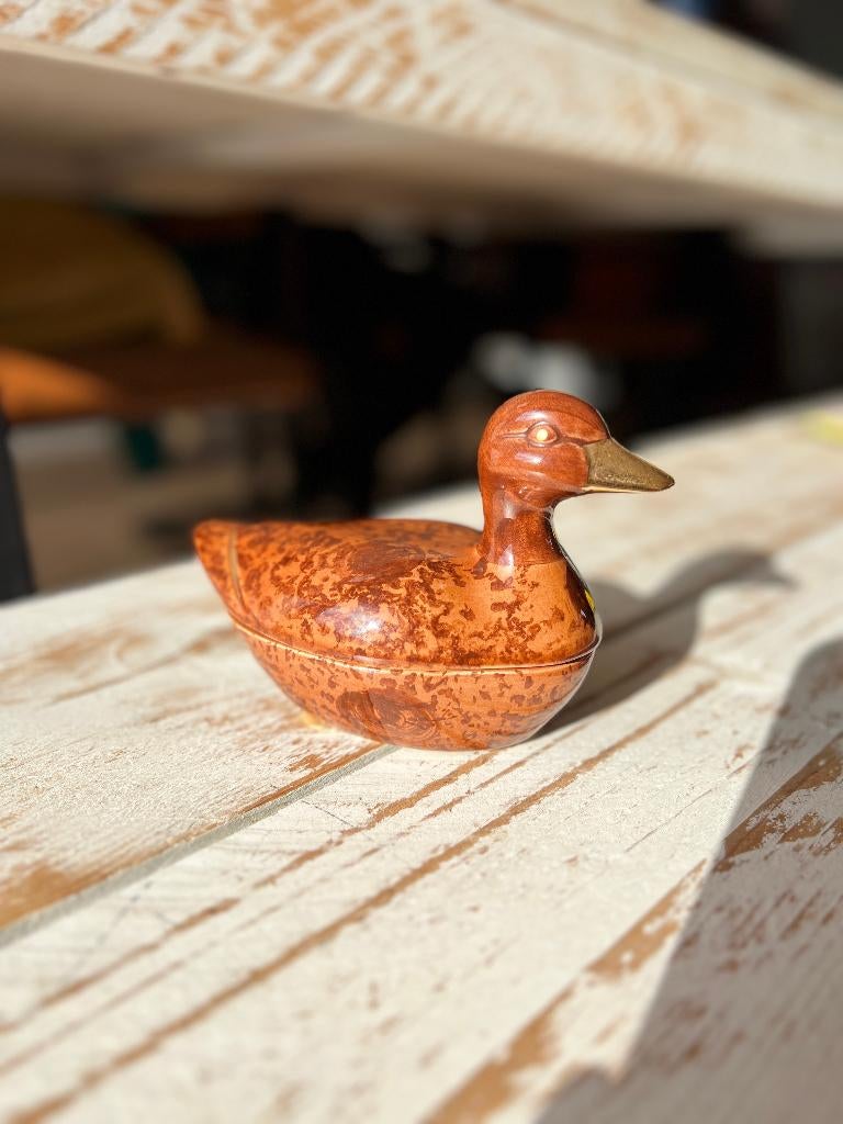 Vintage eend terrine Michel Caugant keramiek pate schaal, Ophalen of Verzenden