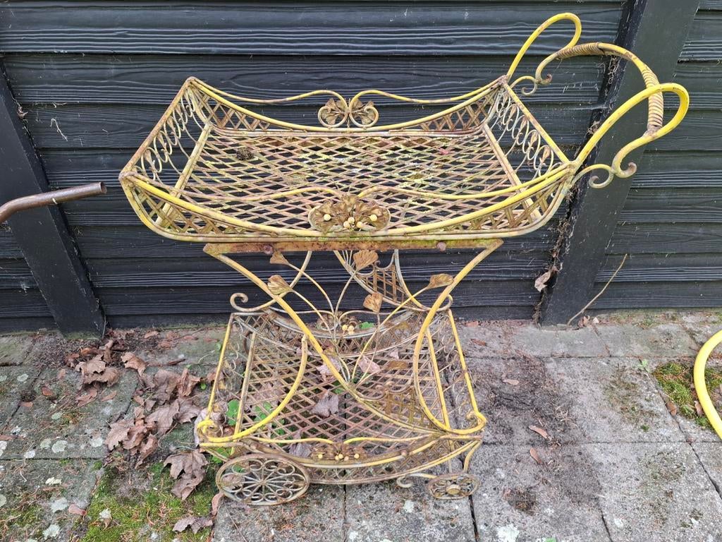 Vintage Metalen Plantenstandaard - Geel, Ophalen