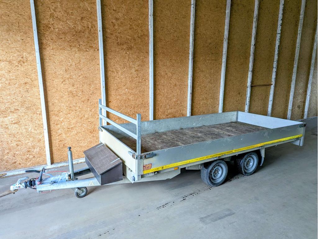 Eduard Plateauwagen 406x180 2700 kg tandemasser geremd, Auto diversen, Aanhangers en Bagagewagens, Ophalen, Gebruikt, -, -