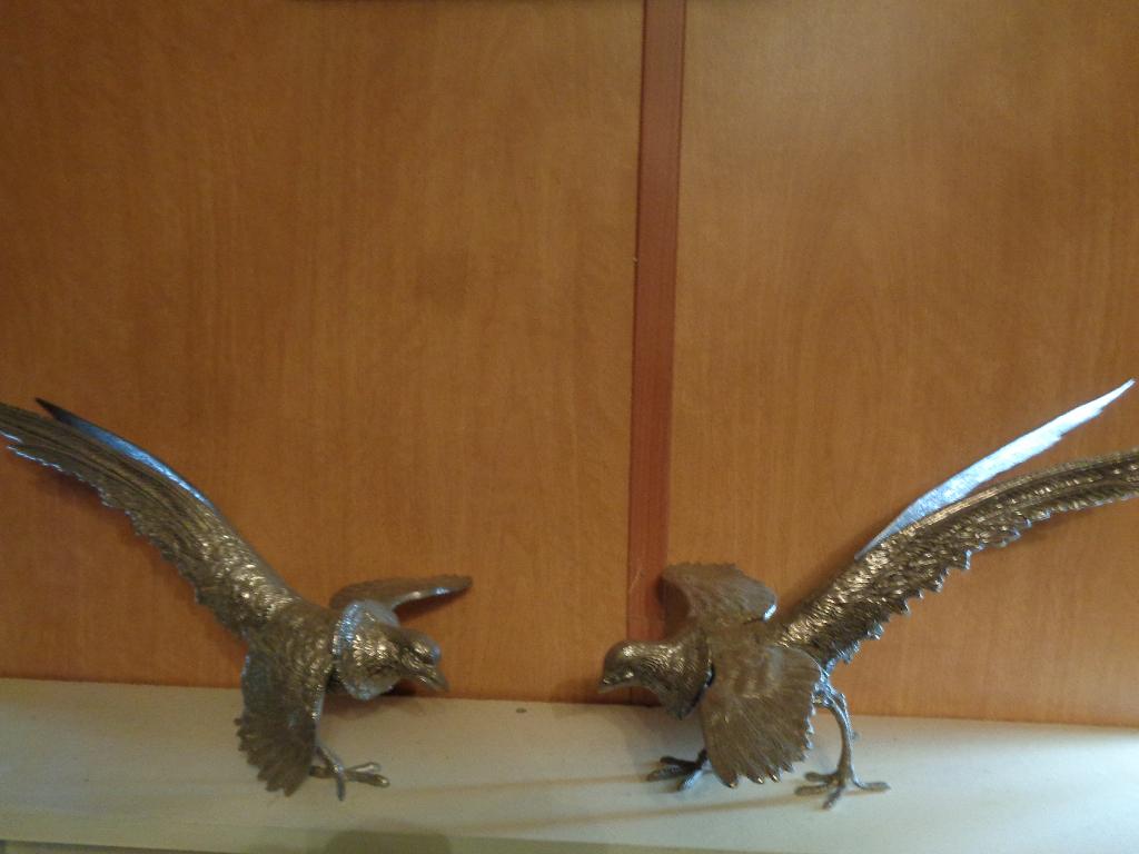 set van 2 verzilverde fazanten 40 cm lang, Ophalen of Verzenden