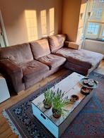 Gratis af te halen: Bruine bank met lang liggedeelte, Huis en Inrichting, Ophalen, Gebruikt, Driepersoons, 75 tot 100 cm