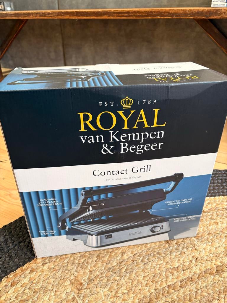 Contact Grill Royal van Kempen & Begeer - Nieuw in doos, Witgoed en Apparatuur, Contactgrills, Ophalen, Uitneembare platen, Nieuw