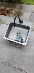 RVS spoelbak met mengkraankraan, Ophalen, Gebruikt, Zwart, 50 tot 100 cm