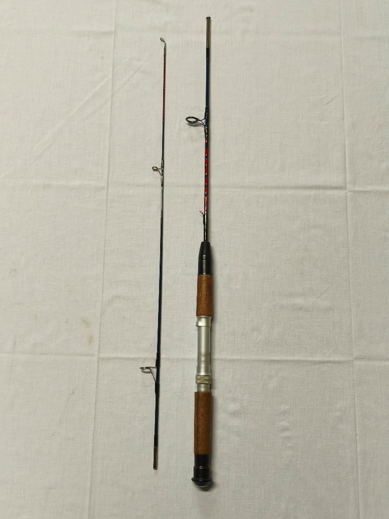 Vintage hengel spin 1,40 meter 2 delig kurken handgreep, Ophalen, Zo goed als nieuw, Werphengel